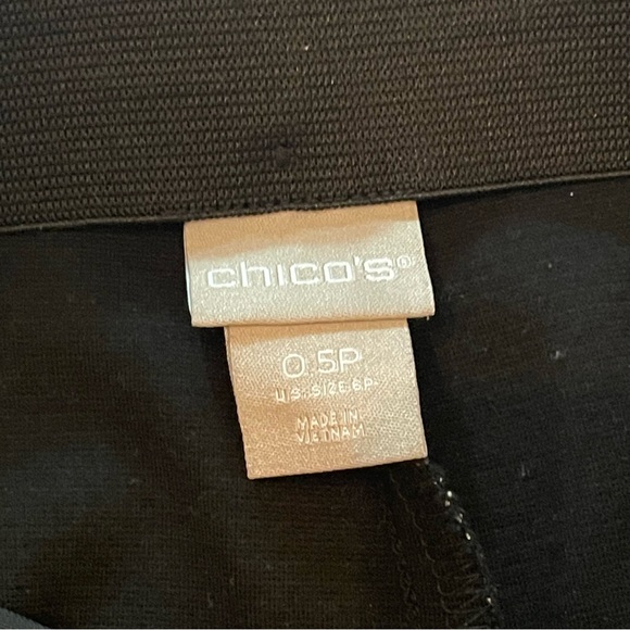 Chico’s Petite Black White Pull On Straight Leg Stretch Knit Pants Trousers 0.5P - Picture 6 of 14